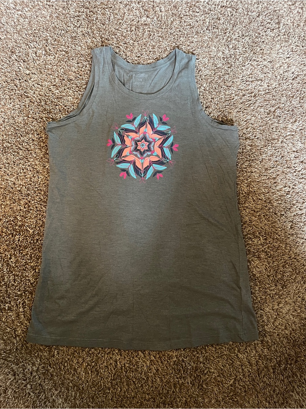 Women's Columbia Gray Graphic Tank Top with Floral Medallion